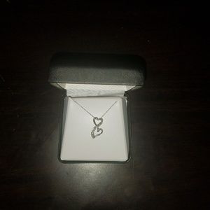 Sterling silver two hearts necklace